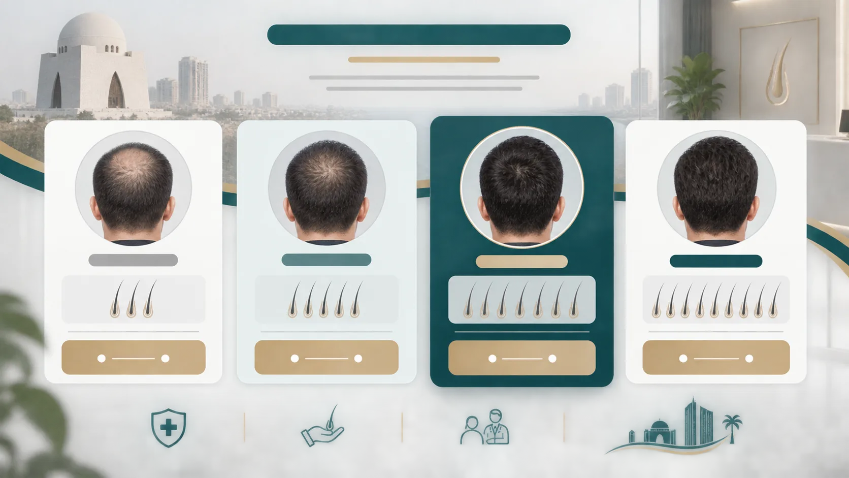 Hair transplant cost tiers infographic for graft-based pricing in Karachi